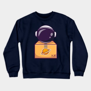 Cute Astronaut In Box Cartoon Crewneck Sweatshirt